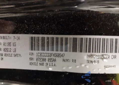 2015 Chrysler 200 C z USA, uszkodzony, nr VIN 1C3CCCCG3FN568547